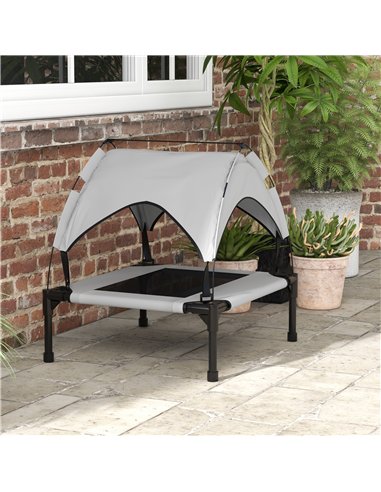 PawHut Cooling Raised Pet Bed w/ Washable Breathable Mesh, for Small Medium Dogs, 76 x 61 x 69.5cm - Light Grey