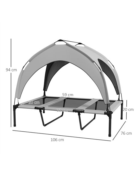 PawHut Cooling Raised Pet Bed w/ Washable Breathable Mesh, for Large Dogs, 106 x 76 x 94cm - Light Grey - pic 144310 | FastDaddyshop