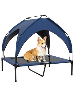 PawHut Cooling Raised Pet Bed w/ Washable Breathable Mesh, for Medium, Large Dogs, 91 x 76 x 89cm - Dark Blue