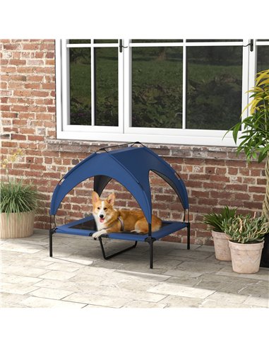 PawHut Cooling Raised Pet Bed w/ Washable Breathable Mesh, for Medium, Large Dogs, 91 x 76 x 89cm - Dark Blue