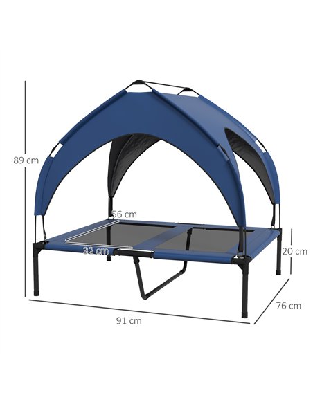 PawHut Cooling Raised Pet Bed w/ Washable Breathable Mesh, for Medium, Large Dogs, 91 x 76 x 89cm - Dark Blue - pic 144328 | FastDaddyshop