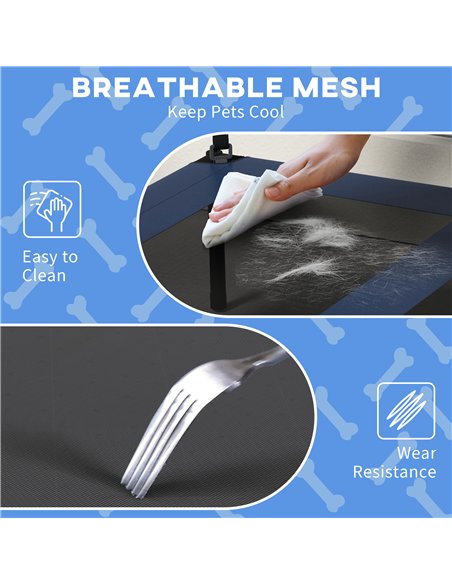 PawHut Cooling Raised Pet Bed w/ Washable Breathable Mesh, for Medium, Large Dogs, 91 x 76 x 89cm - Dark Blue - pic 144331 | FastDaddyshop