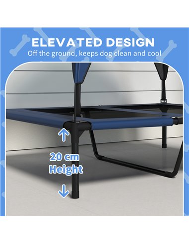 PawHut Cooling Raised Pet Bed w/ Washable Breathable Mesh, for Medium, Large Dogs, 91 x 76 x 89cm - Dark Blue
