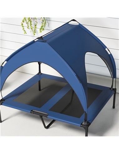 PawHut Cooling Raised Pet Bed w/ Washable Breathable Mesh, for Medium, Large Dogs, 91 x 76 x 89cm - Dark Blue