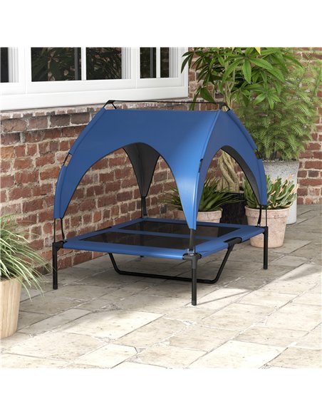 PawHut Cooling Raised Pet Bed w/ Washable Breathable Mesh, for Medium, Large Dogs, 91 x 76 x 89cm - Dark Blue - pic 144334 | FastDaddyshop