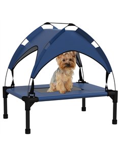 PawHut Cooling Raised Pet Bed w/ Washable Breathable Mesh, for Mini Small Dogs, 61 x 46 x 63cm - Dark Blue