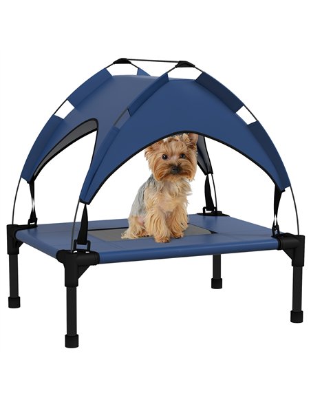 PawHut Cooling Raised Pet Bed w/ Washable Breathable Mesh, for Mini Small Dogs, 61 x 46 x 63cm - Dark Blue - pic 144335 | FastDaddyshop