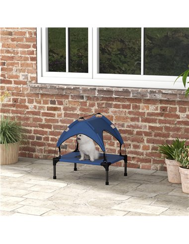 PawHut Cooling Raised Pet Bed w/ Washable Breathable Mesh, for Mini Small Dogs, 61 x 46 x 63cm - Dark Blue
