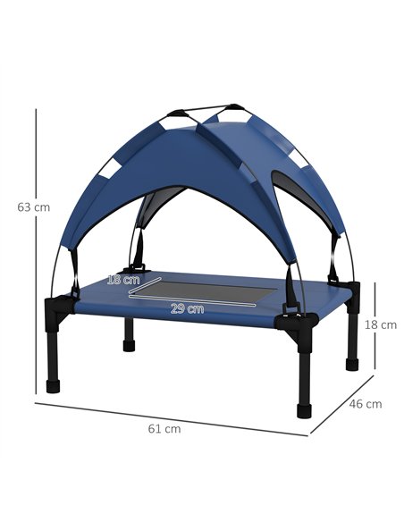 PawHut Cooling Raised Pet Bed w/ Washable Breathable Mesh, for Mini Small Dogs, 61 x 46 x 63cm - Dark Blue - pic 144337 | FastDaddyshop