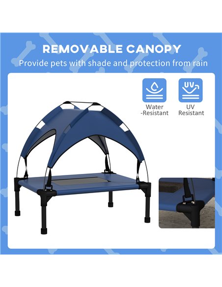 PawHut Cooling Raised Pet Bed w/ Washable Breathable Mesh, for Mini Small Dogs, 61 x 46 x 63cm - Dark Blue - pic 144339 | FastDaddyshop