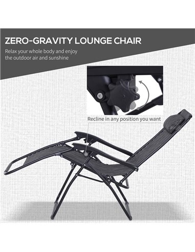 Outsunny 3pcs Folding Zero Gravity Chairs Sun Lounger Table Set w/ Cup Holders Reclining Garden Yard Pool, Light Grey