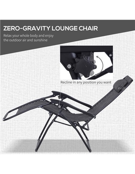 Outsunny 3pcs Folding Zero Gravity Chairs Sun Lounger Table Set w/ Cup Holders Reclining Garden Yard Pool, Light Grey - pic 14434 | FastDaddyshop