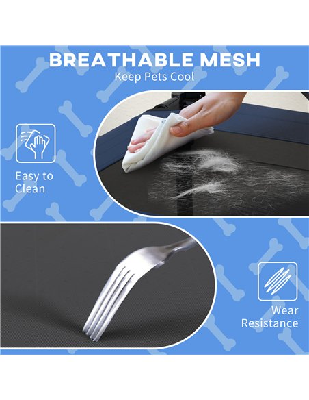 PawHut Cooling Raised Pet Bed w/ Washable Breathable Mesh, for Mini Small Dogs, 61 x 46 x 63cm - Dark Blue - pic 144340 | FastDaddyshop