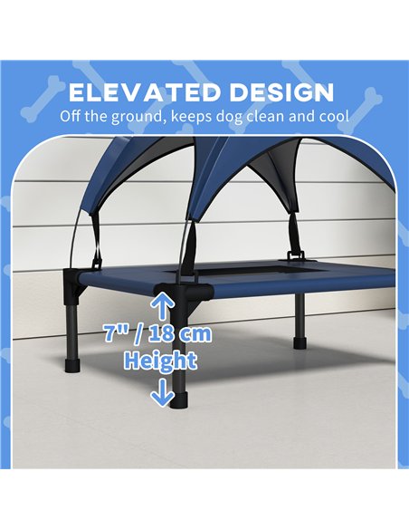 PawHut Cooling Raised Pet Bed w/ Washable Breathable Mesh, for Mini Small Dogs, 61 x 46 x 63cm - Dark Blue - pic 144341 | FastDaddyshop
