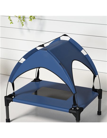 PawHut Cooling Raised Pet Bed w/ Washable Breathable Mesh, for Mini Small Dogs, 61 x 46 x 63cm - Dark Blue - pic 144342 | FastDaddyshop