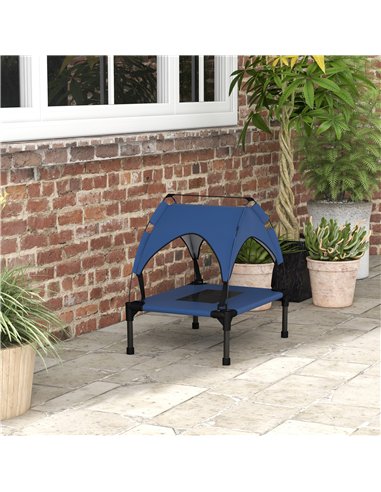 PawHut Cooling Raised Pet Bed w/ Washable Breathable Mesh, for Mini Small Dogs, 61 x 46 x 63cm - Dark Blue