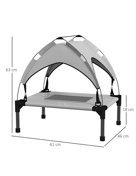 PawHut Cooling Raised Pet Bed w/ Washable Breathable Mesh, for Mini Small Dogs, 61 x 46 x 63cm - Light Grey - pic 144346 | FastDaddyshop