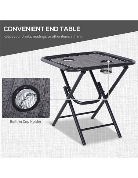 Outsunny 3pcs Folding Zero Gravity Chairs Sun Lounger Table Set w/ Cup Holders Reclining Garden Yard Pool, Light Grey - pic 14435 | FastDaddyshop