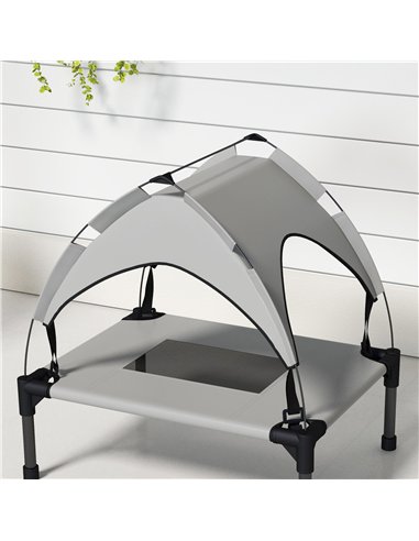 PawHut Cooling Raised Pet Bed w/ Washable Breathable Mesh, for Mini Small Dogs, 61 x 46 x 63cm - Light Grey