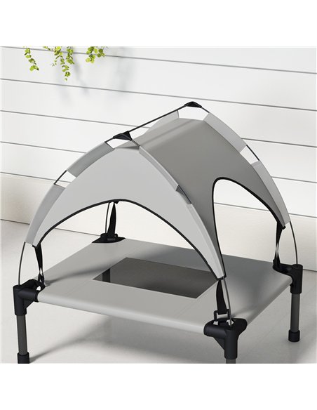 PawHut Cooling Raised Pet Bed w/ Washable Breathable Mesh, for Mini Small Dogs, 61 x 46 x 63cm - Light Grey - pic 144351 | FastDaddyshop