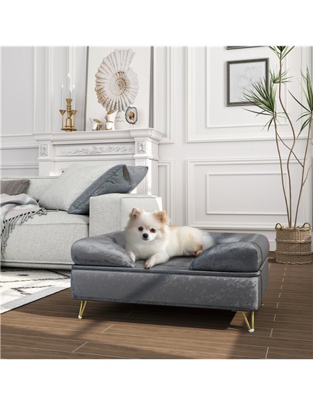 PawHut Cat Sofa Pet Couch w/ Removable Backrest, Soft Cushion, Washable Cover, for Small and Medium Sized Dogs, Grey - pic 144354 | FastDaddyshop