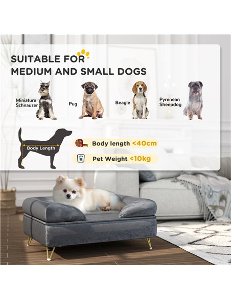 PawHut Cat Sofa Pet Couch w/ Removable Backrest, Soft Cushion, Washable Cover, for Small and Medium Sized Dogs, Grey - pic 144356 | FastDaddyshop