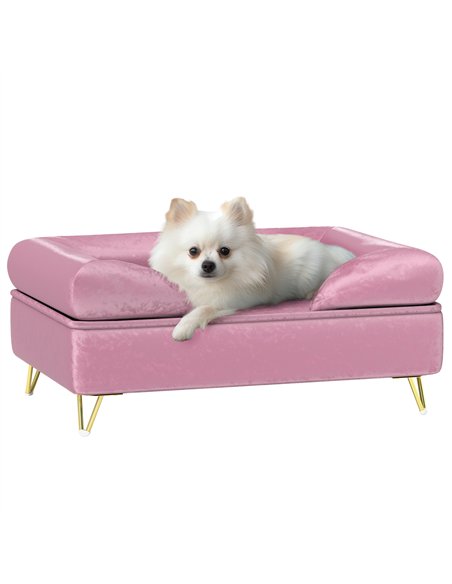 PawHut Cat Sofa Pet Couch w/ Removable Backrest, Soft Cushion, Washable Cover, for Small and Medium Sized Dogs, Pink - pic 144362 | FastDaddyshop