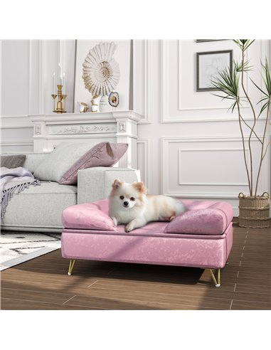 PawHut Cat Sofa Pet Couch w/ Removable Backrest, Soft Cushion, Washable Cover, for Small and Medium Sized Dogs, Pink