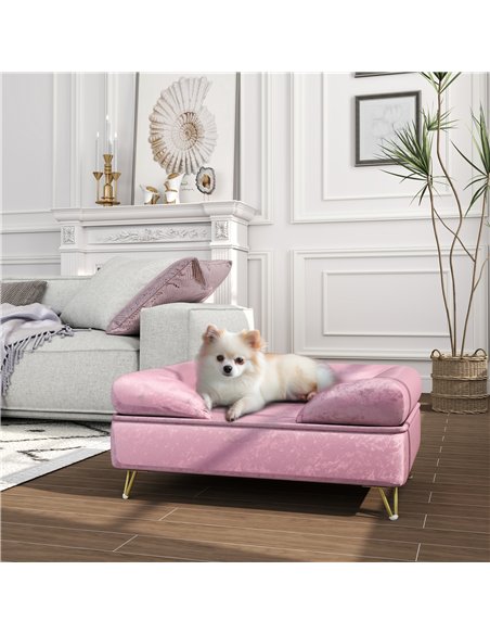 PawHut Cat Sofa Pet Couch w/ Removable Backrest, Soft Cushion, Washable Cover, for Small and Medium Sized Dogs, Pink - pic 144363 | FastDaddyshop
