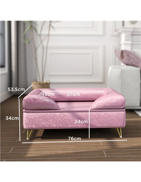 PawHut Cat Sofa Pet Couch w/ Removable Backrest, Soft Cushion, Washable Cover, for Small and Medium Sized Dogs, Pink - pic 144364 | FastDaddyshop