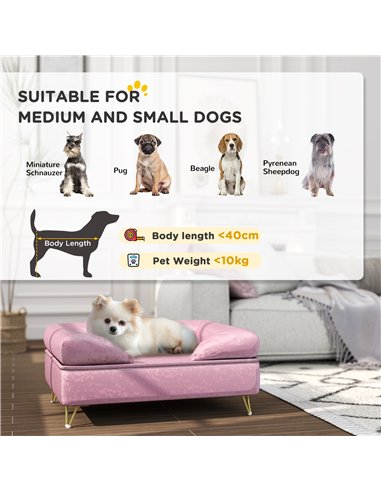 PawHut Cat Sofa Pet Couch w/ Removable Backrest, Soft Cushion, Washable Cover, for Small and Medium Sized Dogs, Pink