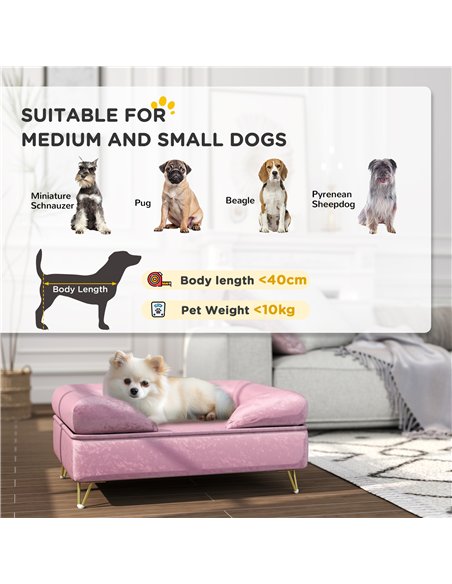 PawHut Cat Sofa Pet Couch w/ Removable Backrest, Soft Cushion, Washable Cover, for Small and Medium Sized Dogs, Pink - pic 144365 | FastDaddyshop