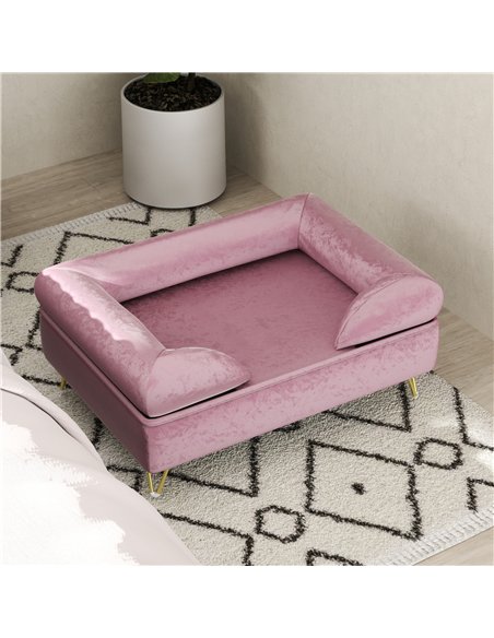 PawHut Cat Sofa Pet Couch w/ Removable Backrest, Soft Cushion, Washable Cover, for Small and Medium Sized Dogs, Pink - pic 144368 | FastDaddyshop