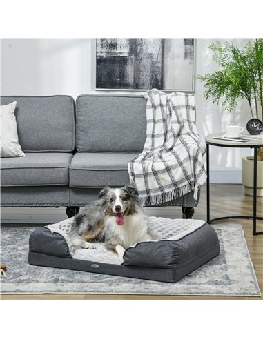 PawHut Calming Dog Bed Pet Mattress w/ Removable Cover, Anti-Slip Bottom, for Medium Dogs, 90L x 69W x 21Hcm - Charcoal Grey
