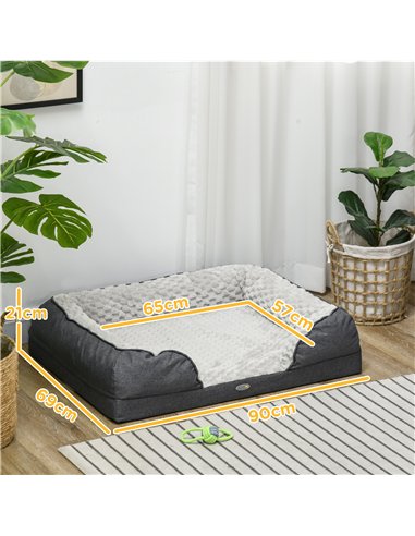 PawHut Calming Dog Bed Pet Mattress w/ Removable Cover, Anti-Slip Bottom, for Medium Dogs, 90L x 69W x 21Hcm - Charcoal Grey