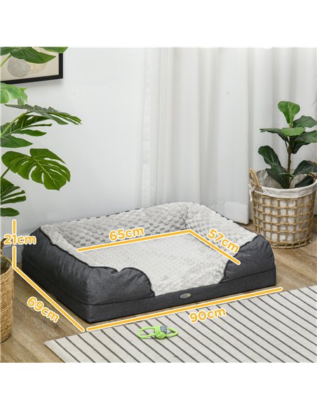 PawHut Calming Dog Bed Pet Mattress w/ Removable Cover, Anti-Slip Bottom, for Medium Dogs, 90L x 69W x 21Hcm - Charcoal Grey - pic 144373 | FastDaddyshop