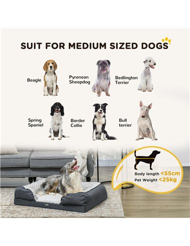 PawHut Calming Dog Bed Pet Mattress w/ Removable Cover, Anti-Slip Bottom, for Medium Dogs, 90L x 69W x 21Hcm - Charcoal Grey