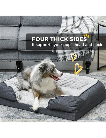 PawHut Calming Dog Bed Pet Mattress w/ Removable Cover, Anti-Slip Bottom, for Medium Dogs, 90L x 69W x 21Hcm - Charcoal Grey - pic 144375 | FastDaddyshop