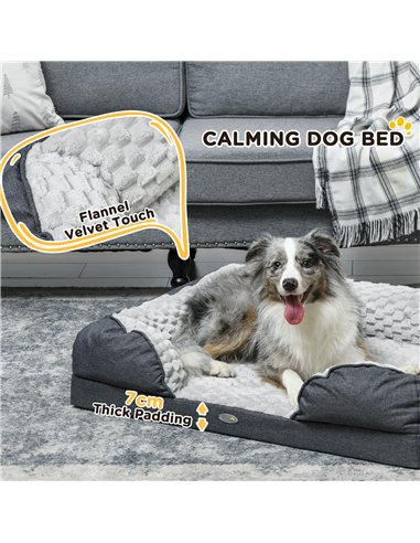PawHut Calming Dog Bed Pet Mattress w/ Removable Cover, Anti-Slip Bottom, for Medium Dogs, 90L x 69W x 21Hcm - Charcoal Grey