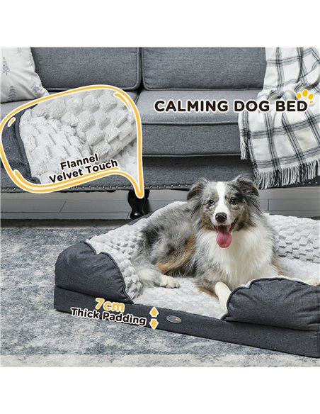 PawHut Calming Dog Bed Pet Mattress w/ Removable Cover, Anti-Slip Bottom, for Medium Dogs, 90L x 69W x 21Hcm - Charcoal Grey - pic 144376 | FastDaddyshop