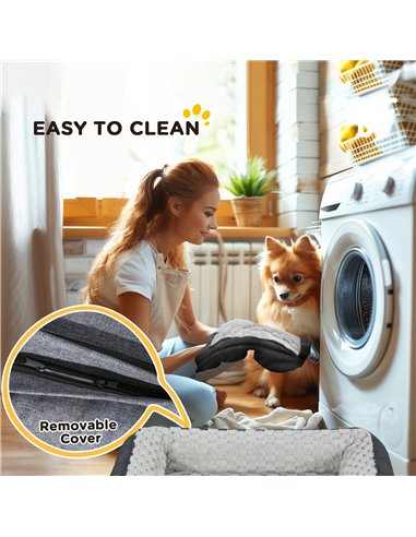 PawHut Calming Dog Bed Pet Mattress w/ Removable Cover, Anti-Slip Bottom, for Medium Dogs, 90L x 69W x 21Hcm - Charcoal Grey