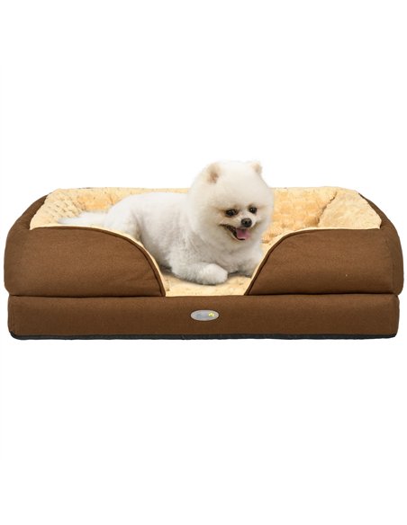 PawHut Calming Dog Bed Pet Mattress w/ Removable Cover, Anti-Slip Bottom, for Small Dogs, 70L x 50W x 18Hcm - Brown - pic 144380 | FastDaddyshop