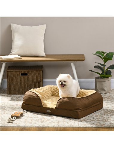 PawHut Calming Dog Bed Pet Mattress w/ Removable Cover, Anti-Slip Bottom, for Small Dogs, 70L x 50W x 18Hcm - Brown