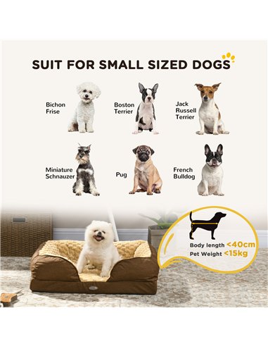 PawHut Calming Dog Bed Pet Mattress w/ Removable Cover, Anti-Slip Bottom, for Small Dogs, 70L x 50W x 18Hcm - Brown