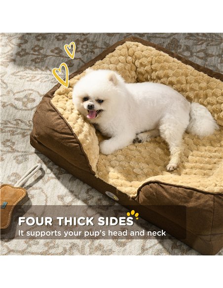 PawHut Calming Dog Bed Pet Mattress w/ Removable Cover, Anti-Slip Bottom, for Small Dogs, 70L x 50W x 18Hcm - Brown - pic 144384 | FastDaddyshop