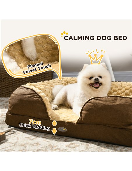 PawHut Calming Dog Bed Pet Mattress w/ Removable Cover, Anti-Slip Bottom, for Small Dogs, 70L x 50W x 18Hcm - Brown - pic 144385 | FastDaddyshop