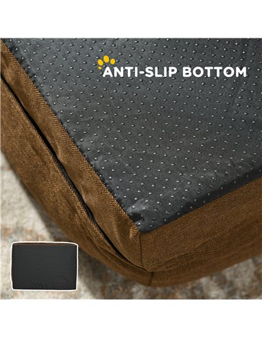 PawHut Calming Dog Bed Pet Mattress w/ Removable Cover, Anti-Slip Bottom, for Small Dogs, 70L x 50W x 18Hcm - Brown