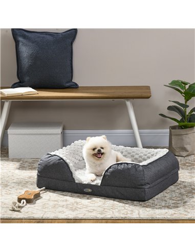 PawHut Calming Dog Bed Pet Mattress w/ Removable Cover, Anti-Slip Bottom, for Small Dogs, 70L x 50W x 18Hcm - Charcoal Grey