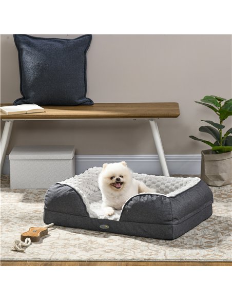 PawHut Calming Dog Bed Pet Mattress w/ Removable Cover, Anti-Slip Bottom, for Small Dogs, 70L x 50W x 18Hcm - Charcoal Grey - pic 144390 | FastDaddyshop
