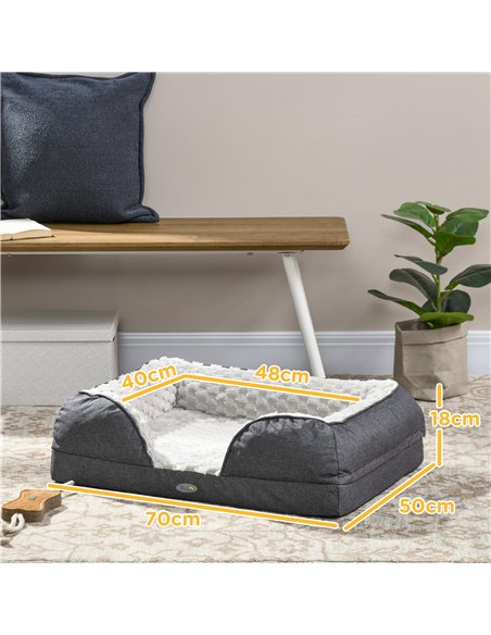 PawHut Calming Dog Bed Pet Mattress w/ Removable Cover, Anti-Slip Bottom, for Small Dogs, 70L x 50W x 18Hcm - Charcoal Grey - pic 144391 | FastDaddyshop